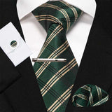 lasanderss.store Or Cravate rayée boutons de manchette 4 Pcs