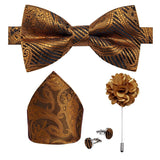 lasanderss.store Or Ensemble nœud papillon broche pochette  boutons de manchette