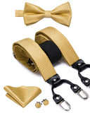 lasanderss.store Or/Noir Bretelles et nœud papillon avec pochette en soie