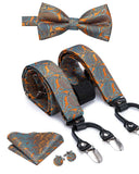 lasanderss.store Orange Bretelles et nœud papillon en soie style Vintage pour homme