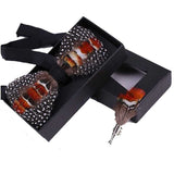 lasanderss.store Orange Broche Nœud papillon en plume