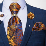 lasanderss.store Orange Ensemble Cravate Anneau Broche