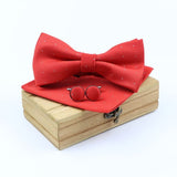 lasanderss.store Orange Nœud Papillon pochette et une paire de bouton manchette