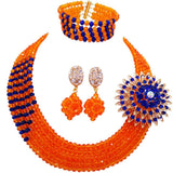 lasanderss.store Orange Royal Blue Ensembles de bijoux perles