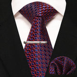 lasanderss.store Pinces à cravate Violet cravate à carreaux en soie pochette et pinces à cravate pour homme