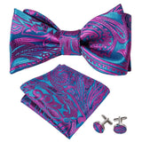 lasanderss.store Rose Boutons de manchette nœud papillon et pochette en soie pour hommes