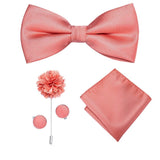 lasanderss.store Rose Broche Pochette nœud papillon en soie pour mariage 4 Pcs