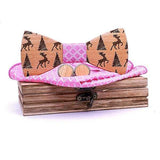 lasanderss.store Rose Coffret nœud papillon pochette et une paire de boutons de manchette