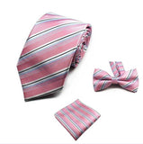 lasanderss.store Rose Cravate avec poche et nœud Papillon pour homme a motif Floral stylé