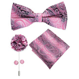 lasanderss.store Rose/Violet Broche Pochette nœud papillon en soie pour mariage 4 Pcs
