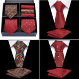 lasanderss.store Rouge-A Ensemble de cravates en soie poche carré de luxe pour hommes 3 pcs
