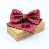 lasanderss.store Rouge-A Nœud Papillon pochette et une paire de bouton manchette