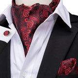 lasanderss.store Rouge Ascot cravate en soie pour homme