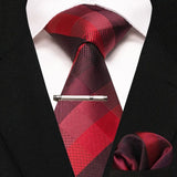 lasanderss.store Rouge-B cravate Rouge en soie pochette et pinces à cravate pour homme