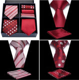 lasanderss.store Rouge-B Ensemble de cravates en soie poche carré de luxe pour hommes 3 pcs