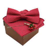 lasanderss.store Rouge/Blanc nœud papillon  avec broche et pochette