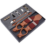 lasanderss.store Rouge bretelles 6 Clips en alliage de cuir pour hommes