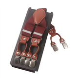 lasanderss.store Rouge Bretelles en cuir décontracté pour hommes, 6 Clips