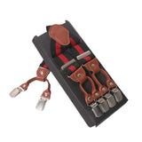 lasanderss.store Rouge Bretelles en cuir marron Vintage, 6 Clips