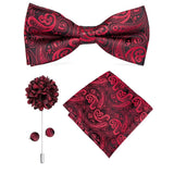 lasanderss.store Rouge Broche Pochette nœud papillon en soie pour mariage 4 Pcs