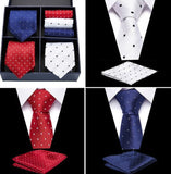 lasanderss.store Rouge-C Ensemble de cravates en soie poche carré de luxe pour hommes 3 pcs