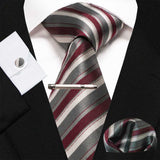 lasanderss.store Rouge Cravate en soie rayée classique 4 Pcs pour homme