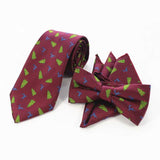 lasanderss.store Rouge Cravate et Nœud Papillon en soie motif arbre de noël