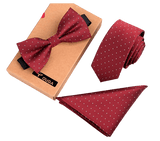 lasanderss.store Rouge Cravate fine nœud Papillon et mouchoir 3 Pcs