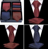 lasanderss.store Rouge-E Ensemble de cravates en soie poche carré de luxe pour hommes 3 pcs