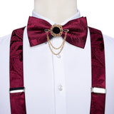 lasanderss.store Rouge Ensemble de bretelles avec nœud papillon pour homme