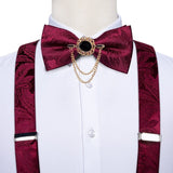 lasanderss.store Rouge Ensemble de bretelles avec nœud papillon pour homme