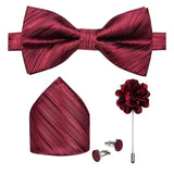 lasanderss.store Rouge Ensemble nœud papillon broche pochette  boutons de manchette