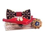 lasanderss.store Rouge Ensemble Nœud Papillon En Patchwork Broche Pochette Boutons Pour Hommes
