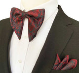 lasanderss.store Rouge Grand nœud papillon avec pochette pour homme