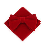 lasanderss.store Rouge Grand nœud papillon et pochette en velours pour hommes
