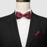 lasanderss.store Rouge Nœud papillon Bordeaux à assortir pochette pour hommes