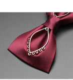 lasanderss.store Rouge Nœud papillon Bordeaux à assortir pochette pour hommes