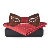 lasanderss.store Rouge nœud papillon en bois poche carré de costumes pour homme