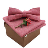 lasanderss.store Rouge nœud papillon en coton avec broche et pochette