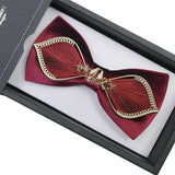 lasanderss.store Rouge Nœud papillon luxe en métal doré pour hommes