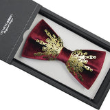 lasanderss.store Rouge Nœud papillon velours luxe en métal doré pour hommes