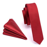 lasanderss.store Rouge Slim cravate 4cm avec mouchoir