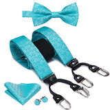 lasanderss.store Turquoise Bretelles, nœud papillon en soie boutons de manchette carrés de poche