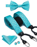 lasanderss.store Turquoise bretelles noeud papillon et pochette