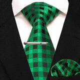 lasanderss.store Vert-A cravate Vert en soie pochette et pinces à cravate pour homme