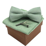 lasanderss.store Vert-A nœud papillon en coton avec broche et pochette