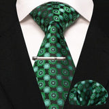 lasanderss.store Vert-B cravate Vert en soie pochette et pinces à cravate pour homme