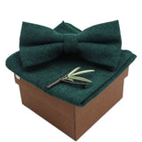 lasanderss.store Vert-B nœud papillon en coton avec broche et pochette