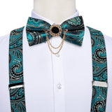 lasanderss.store Vert Bretelles pour hommes en soie nœud papillon et de boutons de manchette