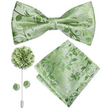 lasanderss.store Vert Broche Pochette nœud papillon en soie pour mariage 4 Pcs